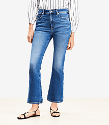 Petite High Rise Kick Crop Jeans in Bright Medium Stone Wash carousel Product Image 2