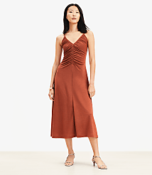 Shimmer Ruched Strappy Midi Dress carousel Product Image 3