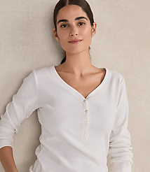 Haven Well Within Organic Cotton Rib Knit Henley carousel Product Image 2