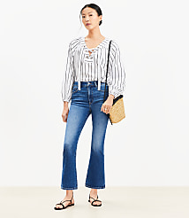 Petite High Rise Kick Crop Jeans in Bright Medium Stone Wash carousel Product Image 1