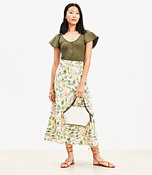 Blossom Linen Blend Midi Skirt carousel Product Image 1