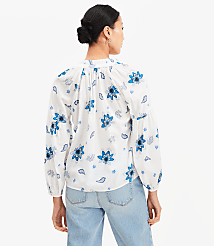 Petite Paisley Ruffle Neck Poet Blouse carousel Product Image 3
