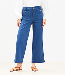 Petite Curvy Palmer Wide Leg Crop Pants in Twill carousel Product Image 1