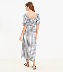 Petite Striped Smocked Square Neck Midi Dress carousel Product Image 2