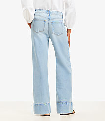 Petite High Rise Wide Leg Jeans in Vintage Light Indigo Wash carousel Product Image 3