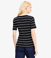 Petite Stripe Ribbed Scoop Neck Tee carousel Product Image 2