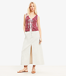 Petite Front Slit Seamed Midi Pocket Skirt carousel Product Image 1