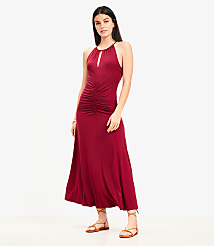 Petite Ruched Midi Halter Dress carousel Product Image 1