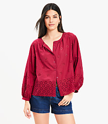 Eyelet Blouson Sleeve Blouse carousel Product Image 1