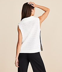 Lou & Grey Crochet Pointelle Half Zip Sweater Tank Top carousel Product Image 2