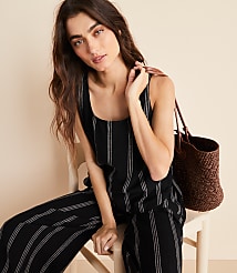 Lou & Grey Striped Linen Cotton Tie Back Tank Top carousel Product Image 2