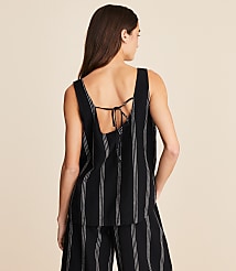 Lou & Grey Striped Linen Cotton Tie Back Tank Top carousel Product Image 3