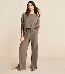 Lou & Grey Washed Cozy Cotton Straight Leg Sweatpants carousel Product Image 1