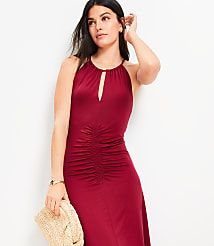 Petite Ruched Midi Halter Dress carousel Product Image 2