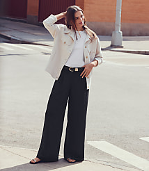 Petite LOFT Versa Crepe Drape Palazzo Pant carousel Product Image 6