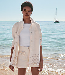 Petite Denim Eyelet Jacket carousel Product Image 1