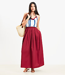 Petite Poplin Pleated Maxi Pocket Skirt carousel Product Image 1