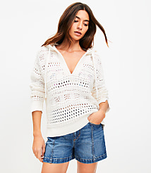 Petite LOFT Beach Pointelle Hoodie carousel Product Image 4
