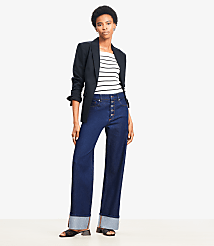Cuffed High Rise Wide Leg Jeans in Rinse Wash carousel Product Image 1