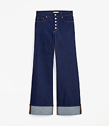 Cuffed High Rise Wide Leg Jeans in Rinse Wash carousel Product Image 4