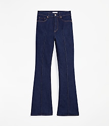 Pintucked High Rise Slim Flare Jeans in Classic Rinse Wash carousel Product Image 2