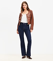 Pintucked High Rise Slim Flare Jeans in Classic Rinse Wash carousel Product Image 1