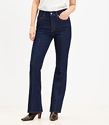 Pintucked High Rise Slim Flare Jeans in Classic Rinse Wash carousel Product Image 3