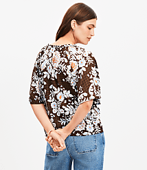 Floral Ruffle Tie Neck Blouse carousel Product Image 3