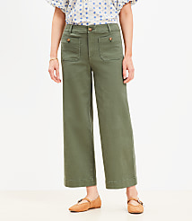 Petite Curvy Palmer Wide Leg Crop Pants in Twill carousel Product Image 1