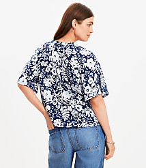 Floral Ruffle Tie Neck Blouse carousel Product Image 3