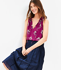 Petite Floral Ruffle Tie Neck Mixed Media Blouse carousel Product Image 3