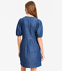 Petite Chambray Bow Mini Pocket Dress carousel Product Image 3