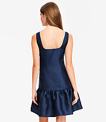 Petite Satin Square Neck Mini Flounce Dress carousel Product Image 3