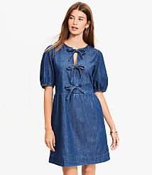 Petite Chambray Bow Mini Pocket Dress carousel Product Image 2