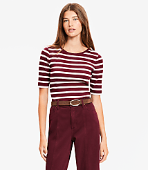 Stripe Perfect Ribbed Elbow Sleeve Tee carousel Product Image 2