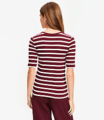 Stripe Perfect Ribbed Elbow Sleeve Tee carousel Product Image 3