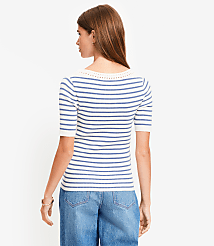 Striped Crochet Trim Sweater Tee carousel Product Image 2