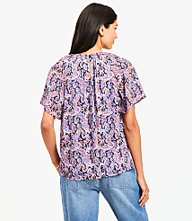 Paisley Cutout Mixed Media Blouse carousel Product Image 2