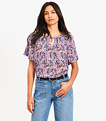 Paisley Cutout Mixed Media Blouse carousel Product Image 3