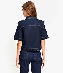 Short Sleeve Denim Jacket in Classic Rinse Wash carousel Product Image 3