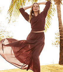 Haven Well Within Cotton Voile Blend Drop Waist Midi Skirt carousel Product Image 4