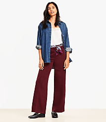 Petite Five Pocket Seamed Wide Leg Pants carousel Product Image 1