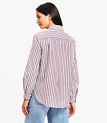 Petite Striped Poplin Everyday Relaxed Pocket Shirt carousel Product Image 3