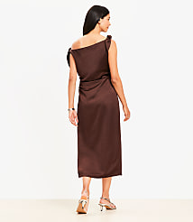Satin Tie One Shoulder Midi Dress carousel Product Image 2