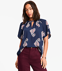 Paisley Cutout Mixed Media Blouse carousel Product Image 1