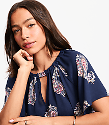 Paisley Cutout Mixed Media Blouse carousel Product Image 2