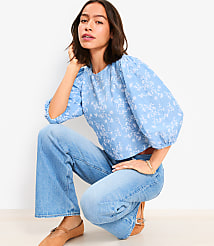 Floral Embroidered Elbow Sleeve Blouse carousel Product Image 1
