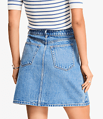 Denim Utility Mini Skirt in Light Vintage Indigo Wash carousel Product Image 3