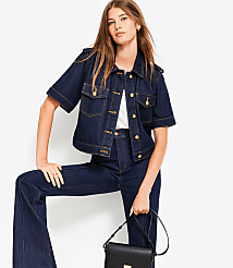 Short Sleeve Denim Jacket in Classic Rinse Wash carousel Product Image 1