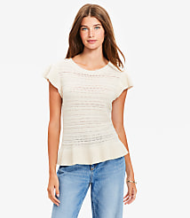 Petite Pointelle Ruffle Sweater carousel Product Image 1